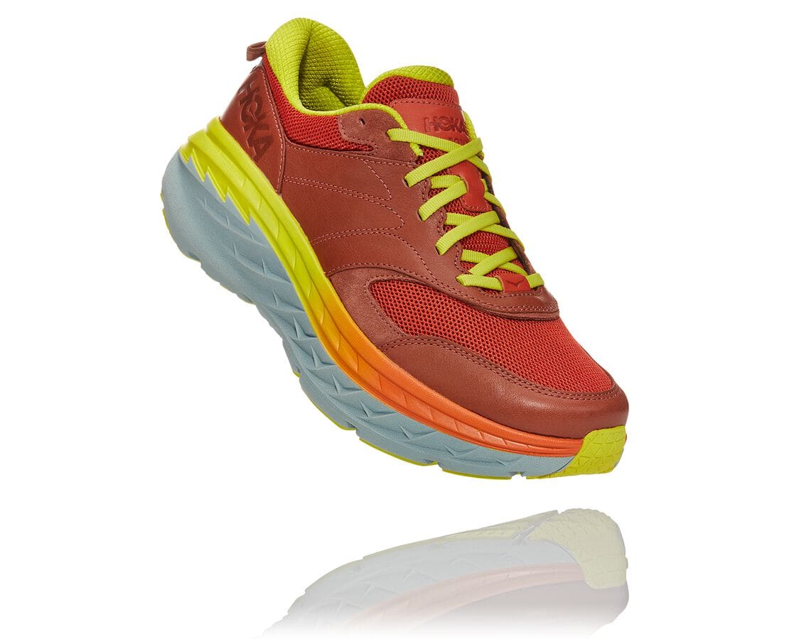 Hoka One One All Gender Bondi L Férfi Gyalogló Cipő Piros [MUPTQ-4957]